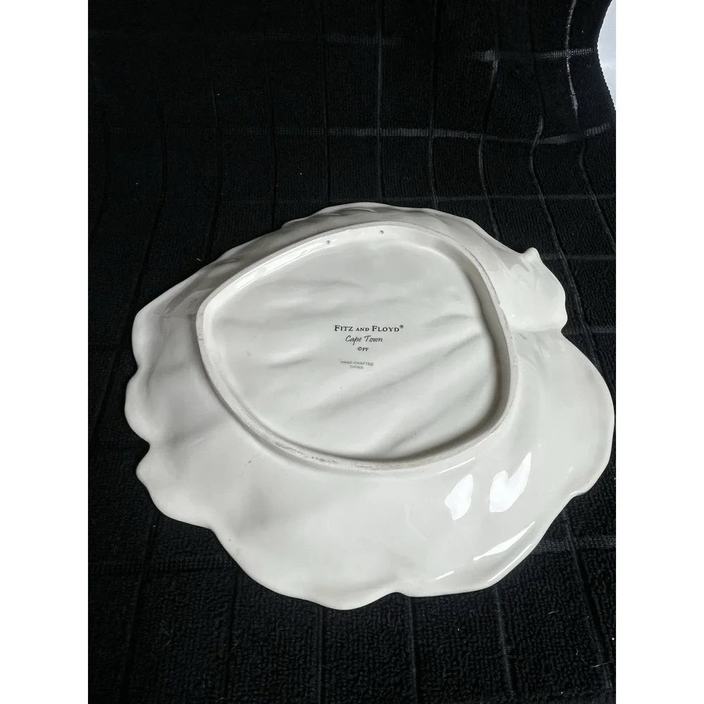 Fitz & Floyd Cape Town Leaf Platter Green Tropical Ceramic Serving Plate 9